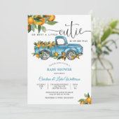 Blue Truck Citrus Baby Shower Invitation (Debout devant)