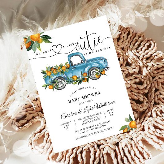 Blue Truck Citrus Baby Shower Invitation