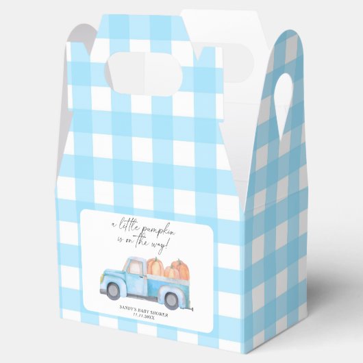 Blue Truck Een beetje pompoen Herfst Baby shower Bedankdoosjes (Geopend)