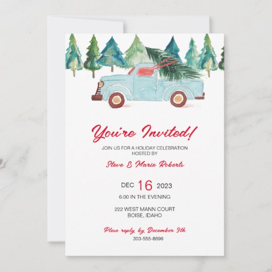 Blue Truck Holiday Party uitnodiging (Voorkant)