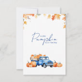 Blue Truck Little Pumpkin op de weg Baby shower Bedankkaart (Achterkant)