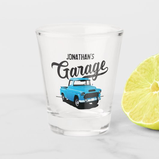 Blue  Truck Name Custom Shot Glass Glas (Voorkant)