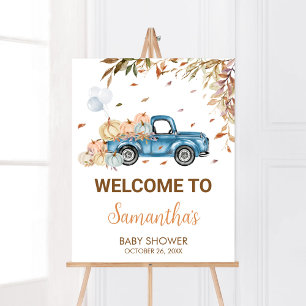 Blue Truck Pompoen Baby shower Welkom Poster
