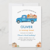 Blue Truck & Pumpkin Herfst Boerderij Verjaardag Kaart (Voorkant)