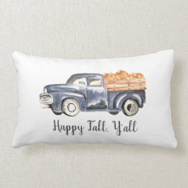 Blue Truck Pumpkin Pillow - "Happy Herfst, Y'all" Kussen