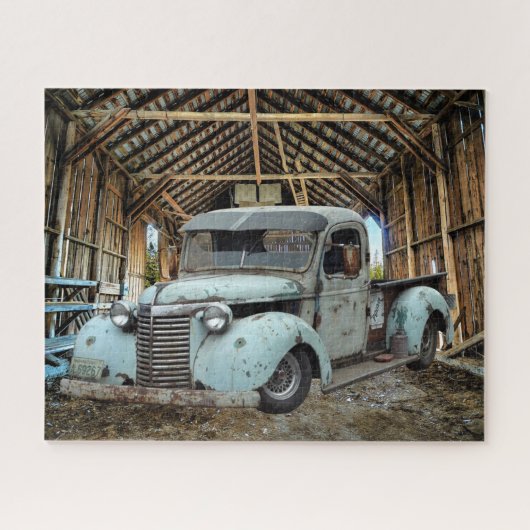 Blue Truck Rustic Barn Legpuzzel (Horizontaal)