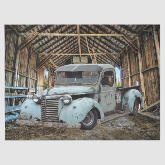 Blue Truck Rustic Barn Tissuepapier (Voorkant)