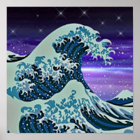 Blue Tsunami Wave Japans kunstschilderij