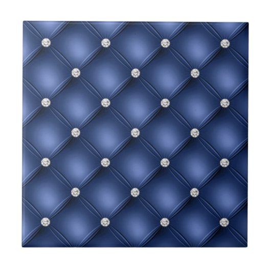 Blue Tufted Small Square Decorative Pattern Tegeltje (Voorkant)