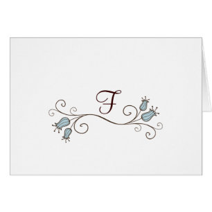 Blue Tulip Monogram Note-kaarten