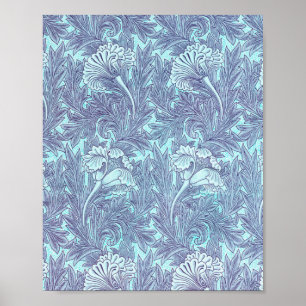 Blue Tulip Pattern van William Morris Poster
