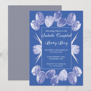 Blue Tulips Baby shower Invitation Kaart