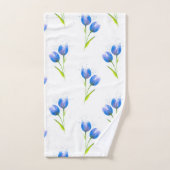 Blue Tulips Waterverf Patroon Bad Handdoek (Handdoek)
