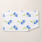 Blue Tulips Waterverf Patroon Bad Handdoek (Handdoek)