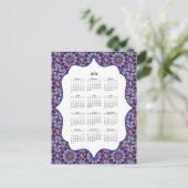 Blue Turkey Tile Pattern 2016 Calendar Briefkaart (Staand voorkant)