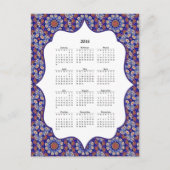 Blue Turkey Tile Pattern 2016 Calendar Briefkaart (Voorkant)