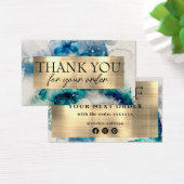 Blue turquoise aquarelle merci carte de réduction (Bureau)