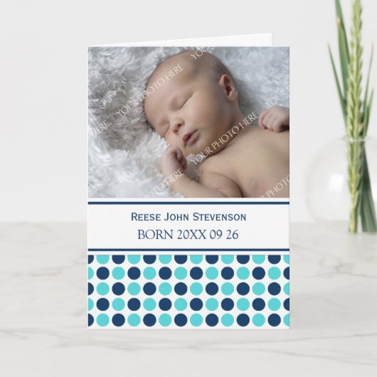 Blue Turquoise C'est un garçon Photo Faire-part de (Devant)
