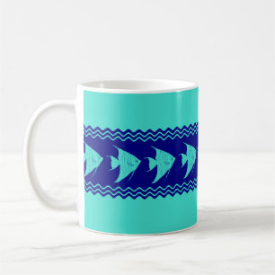 Blue Turquoise Coastal Angelfish Stripes Koffiemok