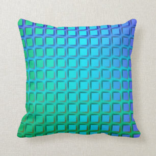 Blue Turquoise en Green Squares Pattern Kussen