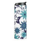 Blue Turquoise Flowers Monogram Thermosbeker (Gedraaid links)