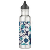 Blue Turquoise Flowers Monogram Waterfles (Links)