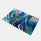 Blue Turquoise Gold Octopus Doormat Deurmat (Schuin)