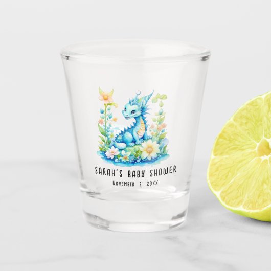 Blue Turquoise Green Dragon Baby shower Shot Glas (Voorkant)