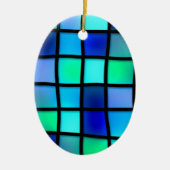 Blue Turquoise Green Paars Glas in lood Art Keramisch Ornament (Voorkant)