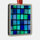 Blue Turquoise Green Paars Glas in lood Art Metalen Ornament (Rechts)