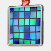 Blue Turquoise Green Paars Glas in lood Art Metalen Ornament (Links)