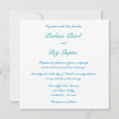 Blue & Turquoise  Lijst Wedding Invitation Kaart (Achterkant)