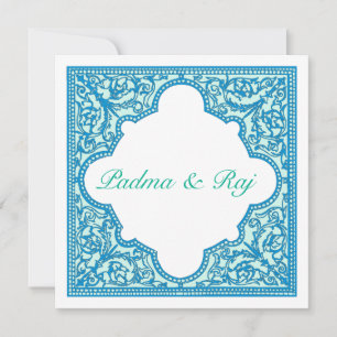 Blue & Turquoise  Lijst Wedding Invitation Kaart