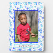 Blue Turquoise Linked Hearts Framed Custom Photo Fotoplaat (voorkant)