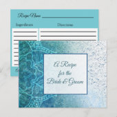 Blue Turquoise Mandala bruiloft Recipe Kaart (Voorkant / Achterkant)