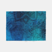 Blue Turquoise Mandala Distress Fleece Deken (Voorkant (Horizontaal))