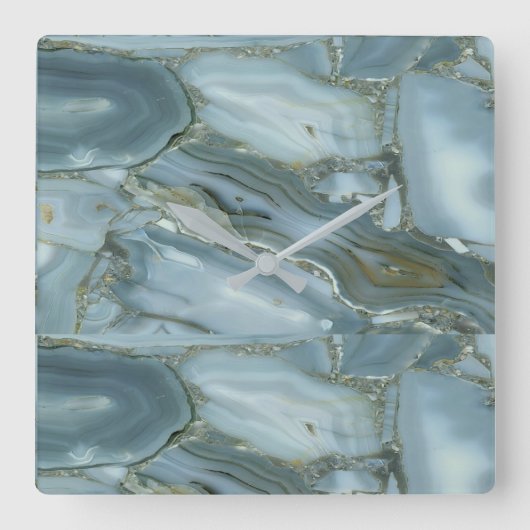  Blue Turquoise Marble Design Wall klok (Voorkant)