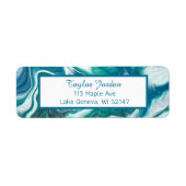 Blue Turquoise Marble Fluid Art - Etiket op maat (Voorkant)