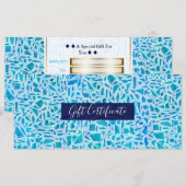 Blue Turquoise Mosaic Glass Tegel Cadeaubon (Voorkant / Achterkant)