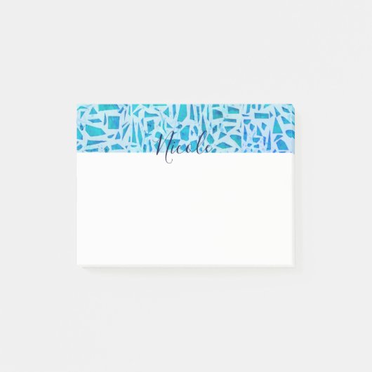 Blue Turquoise Mosaic Glass Tegel Modern Custom Post-it® Notes (Voorkant)
