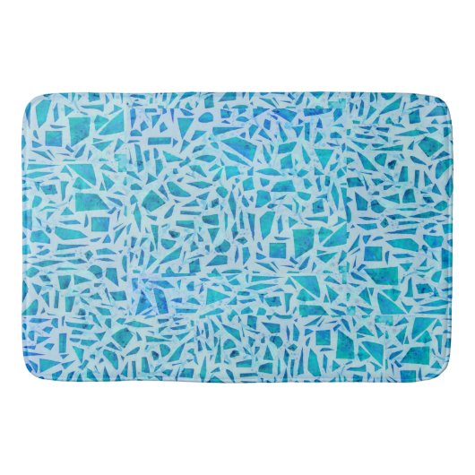 Blue Turquoise Mosaic Glass Tile Modern Chic Badmat (Voorkant)