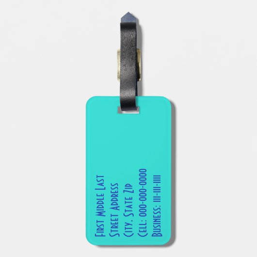 Blue Turquoise Multilingual Dank u wel Word Collag Bagagelabel (Achterkant verticaal)