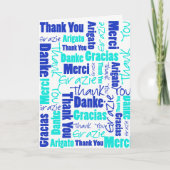 Blue Turquoise Multilingual Merci Collage (Devant)