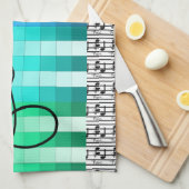 Blue Turquoise Musical Musician Kitchen Gift Theedoek (Quarter Fold)