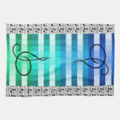 Blue Turquoise Musical Musician Kitchen Gift Theedoek (Horizontaal)