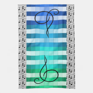 Blue Turquoise Musical Musician Kitchen Gift Theedoek