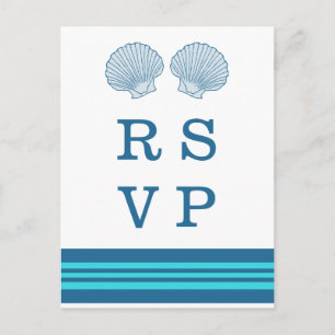 Blue Turquoise Nautical Seashells RSVP Briefkaart