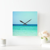 Blue Turquoise Ocean Wall Clock Vierkante Klok (Huis)