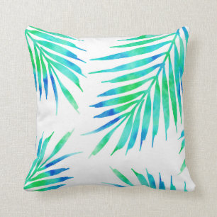 Blue Turquoise Palm Fronds Kussen