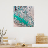 Blue Turquoise Rock: marmer unieke kunst Poster (Keuken)